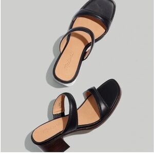 Madewell The Saige Double-Strap Sandal in Black Leather | Size 7